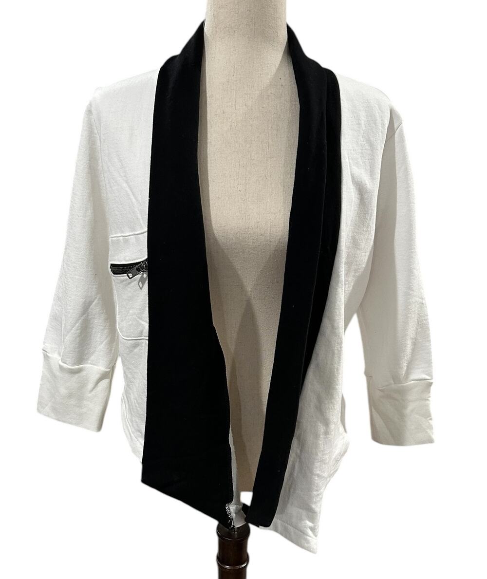 NEW NWT Chaser Black and White Open Front 3/4 Sleeve Jacket Size L